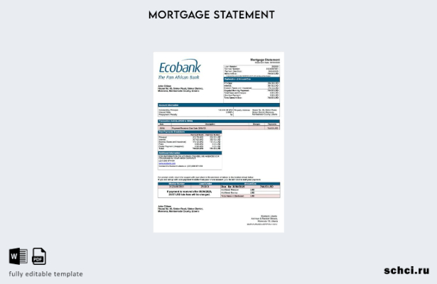 цифровая загрузка Liberia Ecobank Выписка по ипотеке в Либерии Шаблон в формате 